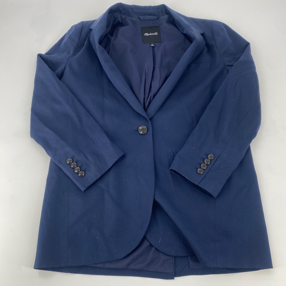 Madewell Navy Blue Blazer Jacket Button Front Tailored Womens Size Medium